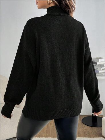 MakeMeChic Women's Maternity Sweater Mock Neck Cold Shoulder Long Sleeve Pregnancy Tops in Saudi Arabia