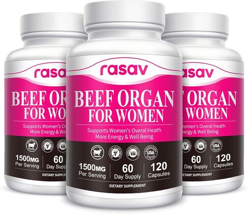 Beef Organ Supplement for Women(Beef Liver, Heart, & 3 More) - 100% Grass Fed, Pasture Raised Cattle, Primal & Ancestral Female-Optimized Supplements for Hormone & Energy Support - 120 Capsules in Kuwait