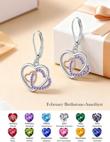 Heart Dangle Earrings 925 Sterling Silver Hypoallergenic Drop Earrings Double Heart Jewelry Gifts for Women Girls Birthday in Saudi Arabia