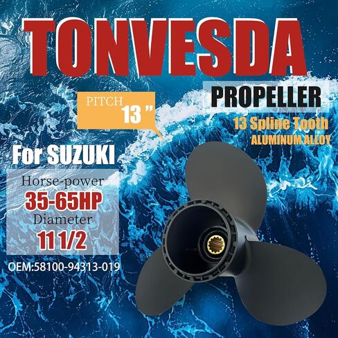 Boat Propeller for Suzuki Outboard Engine Aluminum Propeller 35HP 40HP 50HP 55HP 60HP 65 HP,11 1/2x11 11 5/8x12 11 1/2x13 11 3/8x14 11x15,13 Spline Tooth,RH in Saudi Arabia