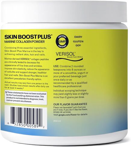 Marine-derived VERISOL Bioactive Hydrolyzed Collagen Peptides | Collagen Powder Supplement with Vitamin C & Hyaluronic Acid | Marine Skin Boost Plus (Peach) [30-Serves] in Kuwait