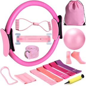 Home Pilates Kit for Women, Pilates Equipment Set with Magic Circle Hoop, Anti-Burst Ball & 5 Resistance Bands, Compact Toning Fitness Essentials Starter Set in Saudi Arabia
