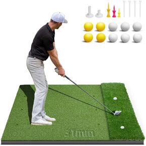 Dual-Turf Golf Mat 31mm: 6x4ft/5X5ft Extra Large Golf Hitting Mats Practice Outdoor Indoor, High-Density Artificial Turf Matt for Garage Simulator Chipping Driving Training, Ideal Gifts for Men Dad in Saudi Arabia