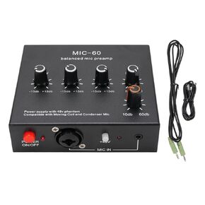 ميكروفون Preamp Mic Gain Booster 48V Power Supply Mic Pre Amp للمكثف الديناميكي XLR 3.5 مم 6.35 مم مدخلات ومخرجات (مع كابل XLR) in Kuwait