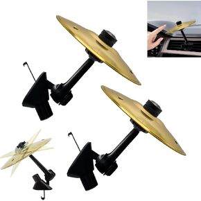 Car Cymbal Air Vent Clips, 2 Pack 5.5" Golden Mini Crash Cymbals for Road Trip Fun, Hands-Free Cars Symbol Drum, Quirky Gift for Music Lovers & Drummers in Saudi Arabia