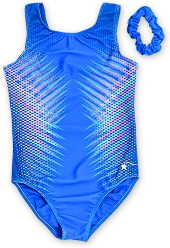 Destira Gymnastics Leotards for Girls, Playful Palms, Super Soft Leotards for Women and Girls with Matching Scrunchie, Gymnastics, Dance, Cheer, Yoga, and More, Child XS (5) in Saudi Arabia