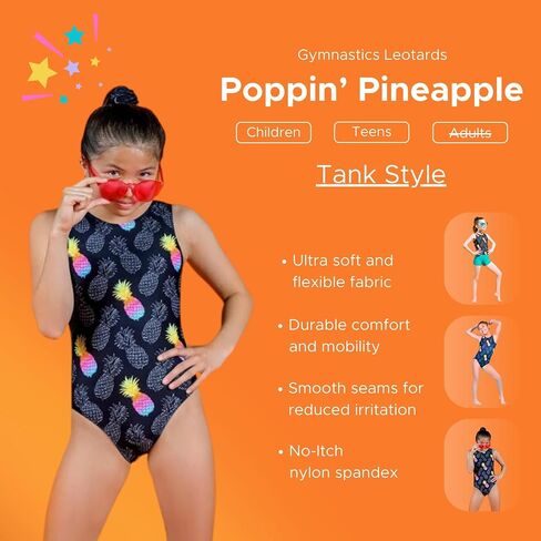 Destira Gymnastics Leotards for Girls, Playful Palms, Super Soft Leotards for Women and Girls with Matching Scrunchie, Gymnastics, Dance, Cheer, Yoga, and More, Child XS (5) in Saudi Arabia