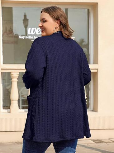BELAROI Womens Open Front Cardigan Cable Knit Sweaters Plus Size Long Sleeve Tops Loose Fall Outwear Coat with Pockets in Kuwait