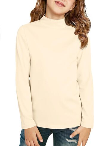 الفتيات الأكمام الطويلة وهمية عنق السحب قمم الأطفال الخريف فصل الشتاء قمصان طبقة نشطة 5-14 سنة in Kuwait