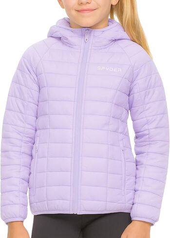 سترة Spyder Girls Puffer مع غطاء محرك السيارة معاطف الشتاء الفتيات ، ملابس ثلجية خفيفة الوزن التزلج على الجليد in Saudi Arabia