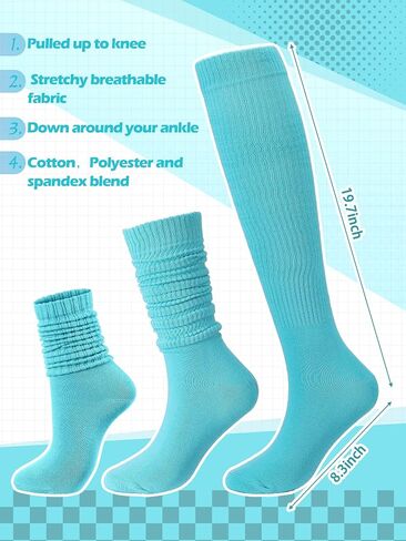 12 Pairs Women Slouch Socks Bulk Cotton Scrunch Stacked Boot Socks for Women Girls in Saudi Arabia