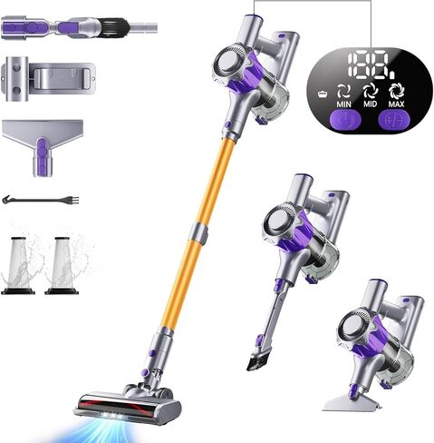 Cordless Vacuum Cleaner, 450W 40Kpa Powerful Stick Vacuum, Up to 50Mins Rechargeable Battery, Vacuum Cleaners for Home Anti-Tangled Lightweight Handheld for Hardwood Floor, Carpets, Pet Hair in Kuwait