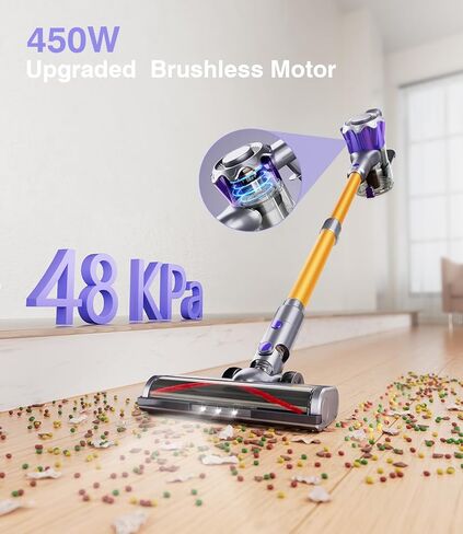 Cordless Vacuum Cleaner, 450W 40Kpa Powerful Stick Vacuum, Up to 50Mins Rechargeable Battery, Vacuum Cleaners for Home Anti-Tangled Lightweight Handheld for Hardwood Floor, Carpets, Pet Hair in Kuwait