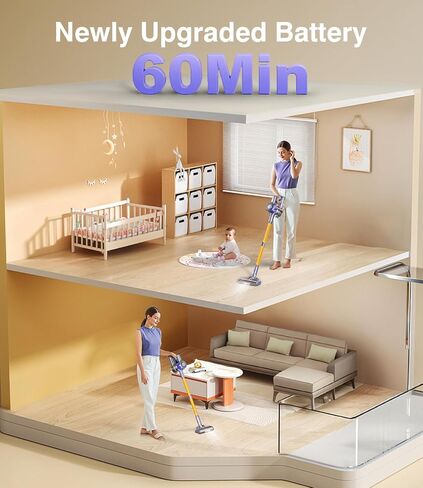 Cordless Vacuum Cleaner, 450W 40Kpa Powerful Stick Vacuum, Up to 50Mins Rechargeable Battery, Vacuum Cleaners for Home Anti-Tangled Lightweight Handheld for Hardwood Floor, Carpets, Pet Hair in Kuwait