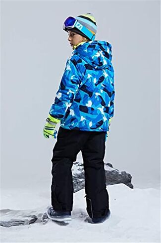 قطعتان من جاكيت التزلج للأولاد والأطفال المقاوم للرياح والرياح مع طقم سراويل مريلة للتزلج لممارسة الرياضات الجبلية الخارجية والتزلج in Kuwait
