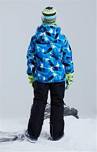 قطعتان من جاكيت التزلج للأولاد والأطفال المقاوم للرياح والرياح مع طقم سراويل مريلة للتزلج لممارسة الرياضات الجبلية الخارجية والتزلج in Kuwait