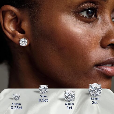 أقراط SARV 1/4-1 CTTW Solitaire Lab Grown Diamond للنساء من الذهب عيار 14 قيراط | 4 شقوق، قطع دائري ممتاز | لون D-F، وضوح VS-VVS | شهادة IGI 1 قيراط وأكثر | لا يسبب الحساسية | جاهز للهدايا in Saudi Arabia