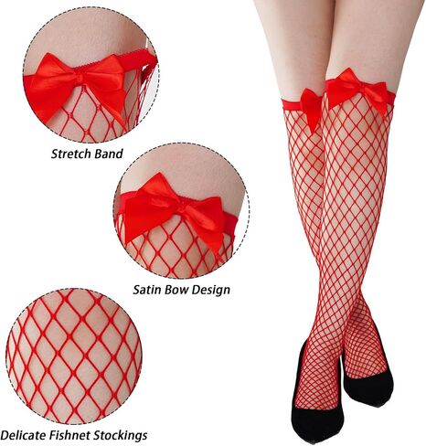 Woman Bow Tights Fishnet Stockings for Halloween Christmas Cosplay Dress up in Saudi Arabia