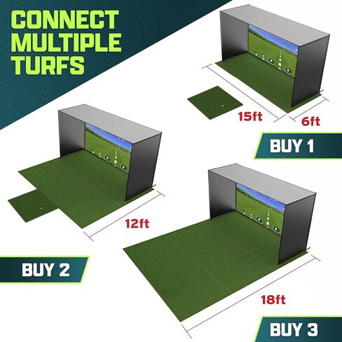 GoSports Golf Simulator Turf - 15 mm Elite Golf Mat for Indoor Home Setups - 10, 12, or 15 ft in Kuwait