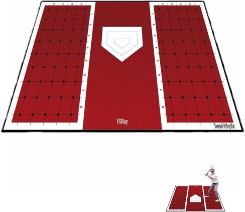 Baseball and Softball Hitting Mat for Batting Stance Practice, Home Plate Mat with Batting Stance Alignment Guide, Indoor/Outdoor Baseball and Softball Equipment, Antislip - (6 * 4 ft) in Saudi Arabia