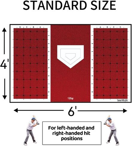 Baseball and Softball Hitting Mat for Batting Stance Practice, Home Plate Mat with Batting Stance Alignment Guide, Indoor/Outdoor Baseball and Softball Equipment, Antislip - (6 * 4 ft) in Saudi Arabia