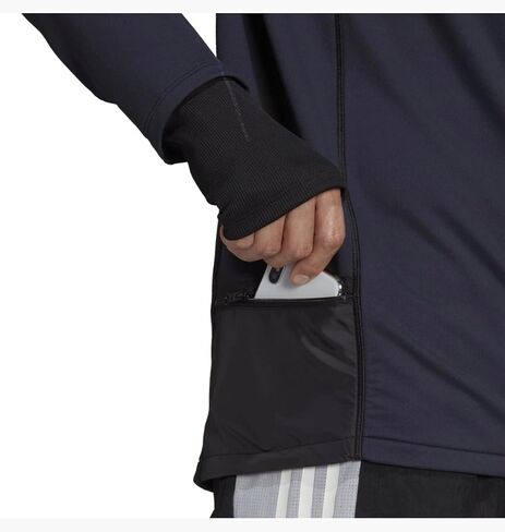 بلوفر رجالي من adidas Cold.Rdy Cover Up عاكس للجري، أسود، صغير in Saudi Arabia