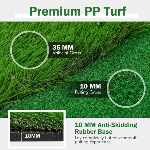 Tangkula 10 FT Golf Putting Green، بساط تدريب جولف احترافي كبير مع عشب صناعي واقعي، 3 فتحات، 3 أعلام وأكواب لممارسة اللعب في الأماكن المغلقة والخارجية in Saudi Arabia