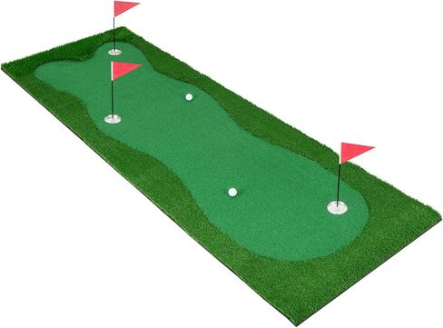 Tangkula 10 FT Golf Putting Green، بساط تدريب جولف احترافي كبير مع عشب صناعي واقعي، 3 فتحات، 3 أعلام وأكواب لممارسة اللعب في الأماكن المغلقة والخارجية in Saudi Arabia