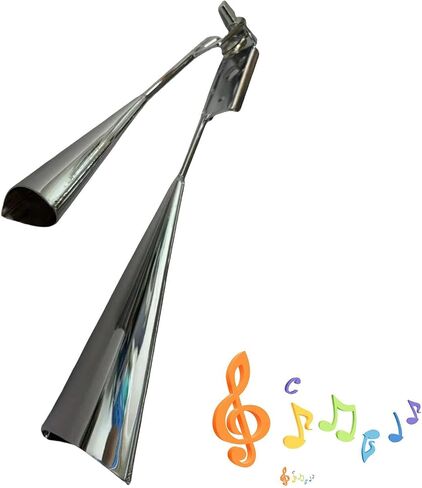 Two Tone Agogo Bell Percussion Instrument Teaching Aids Drum Accessories Handheld Bell Metal Double Bell Childern Kids Adult, 31.5x12x8.5CM in Saudi Arabia