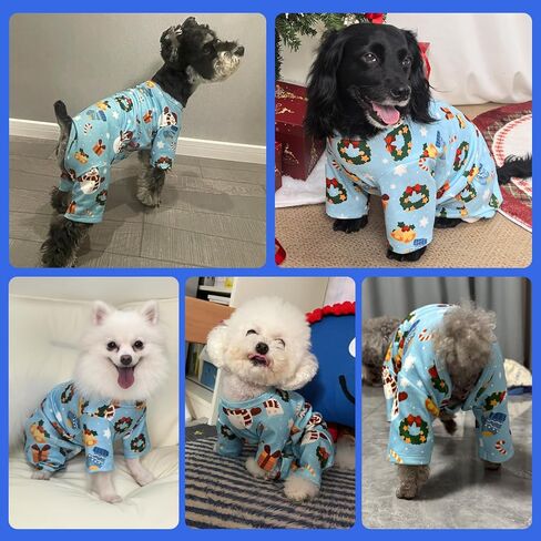 بيجامة عيد الميلاد للكلاب من MIGOHI - تحافظ على دفء الجسم من الصوف Pjs بدلة شتوية قابلة للتمدد للكلاب المتوسطة الحجم، سترة معاطف للطقس البارد للحيوانات الأليفة، أزرق، 2XL in Kuwait