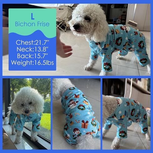 بيجامة عيد الميلاد للكلاب من MIGOHI - تحافظ على دفء الجسم من الصوف Pjs بدلة شتوية قابلة للتمدد للكلاب المتوسطة الحجم، سترة معاطف للطقس البارد للحيوانات الأليفة، أزرق، 2XL in Kuwait