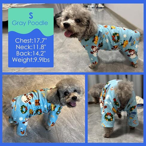 بيجامة عيد الميلاد للكلاب من MIGOHI - تحافظ على دفء الجسم من الصوف Pjs بدلة شتوية قابلة للتمدد للكلاب المتوسطة الحجم، سترة معاطف للطقس البارد للحيوانات الأليفة، أزرق، 2XL in Kuwait