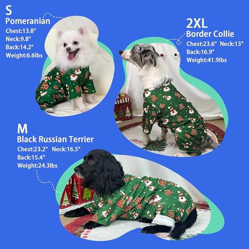 بيجامة عيد الميلاد للكلاب من MIGOHI - تحافظ على دفء الجسم من الصوف Pjs بدلة شتوية قابلة للتمدد للكلاب المتوسطة الحجم، سترة معاطف للطقس البارد للحيوانات الأليفة، أزرق، 2XL in Kuwait