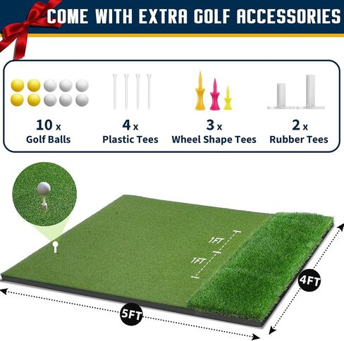Premium Dual-Turf Golf Mat: 5x4ft/5x5ft Extra Thick Golf Hitting Mats Practice Outdoor Indoor, High-Density Artificial Hitting Training Matt for Garage Simulator Chipping Driving Swing, 36mm/31mm/21mm in Saudi Arabia