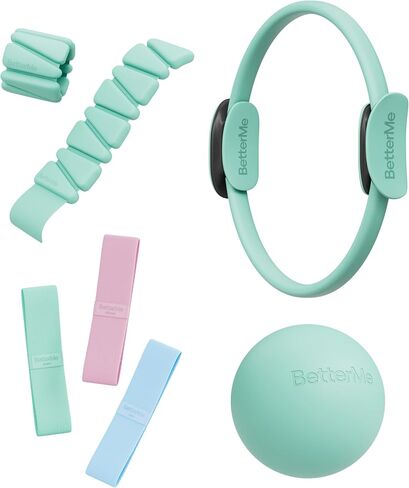 BetterMe Bubble Butt Kit – Pilates Ring, Weight Bands, Soft Ball & Loop Bands – Glute Training Pilates Kit for Women – Home Workout Pilates Equipment Set in Kuwait