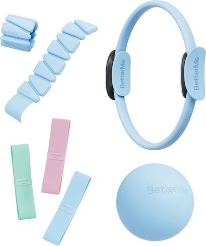 BetterMe Bubble Butt Kit – Pilates Ring, Weight Bands, Soft Ball & Loop Bands – Glute Training Pilates Kit for Women – Home Workout Pilates Equipment Set in Kuwait