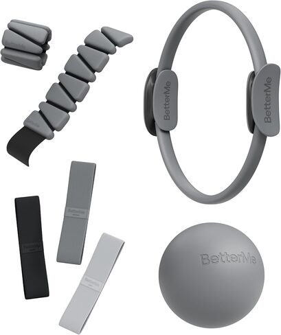 BetterMe Bubble Butt Kit – Pilates Ring, Weight Bands, Soft Ball & Loop Bands – Glute Training Pilates Kit for Women – Home Workout Pilates Equipment Set in Kuwait
