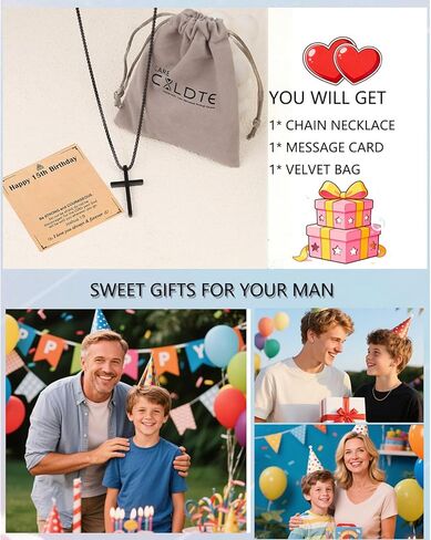 Black Cross Necklace for Boys Birthday Gifts in Kuwait