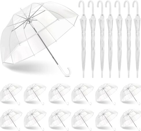 Wedding Clear Bubble Umbrella Bulk 46 Inch Large Dome Rain Windproof Stick Umbrellas for Weddings Prom Graduation and Outdoor Events(White) in Saudi Arabia