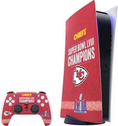 Skinit Decal Gaming Skin Compatible with PS5 Bundle - Officially Licensed NFL Kansas City Chiefs Design in Saudi Arabia