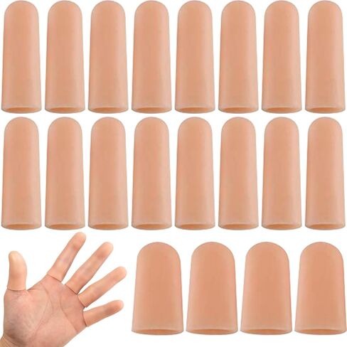 Pagow 20 pcs ags apping exting ، دعم واقي الإصبع السيليكون ، أغطية أصابع الأصابع ، أغطية حامي الإبهام لتخفيف آلام إصبع الإصبع (16 طويلة+4 قصيرة ، بيج) in Saudi Arabia