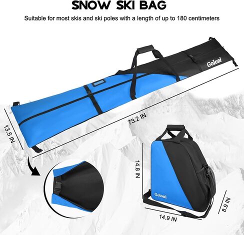 Goloni Ski Bag and Boot Bag Combo,Ski Bags for Air Travel,Snowboard Bag Fits for Skis Up to 180 CM and Boots Up To Size US13 in Saudi Arabia