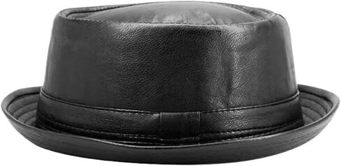 Vintage Leather Trilby Hat - Unisex Retro Style Cap for Casual Wear in Saudi Arabia