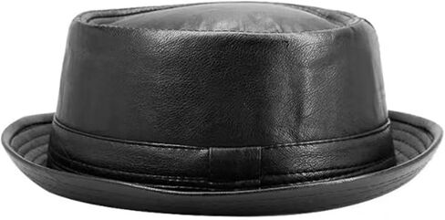Vintage Leather Trilby Hat - Unisex Retro Style Cap for Casual Wear in Saudi Arabia