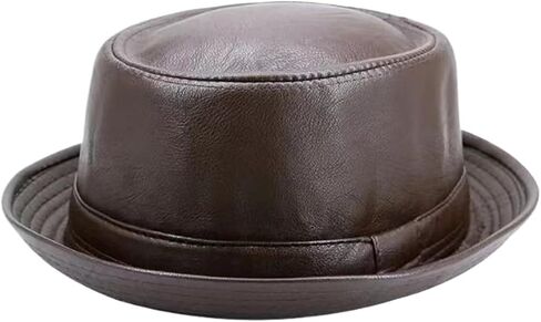 Vintage Leather Trilby Hat - Unisex Retro Style Cap for Casual Wear in Saudi Arabia