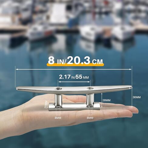 Boat Cleats, Marine Grade 316 Stainless Steel Boat Mooring Cleat Pack of 4, Installation Accessories Included in Kuwait