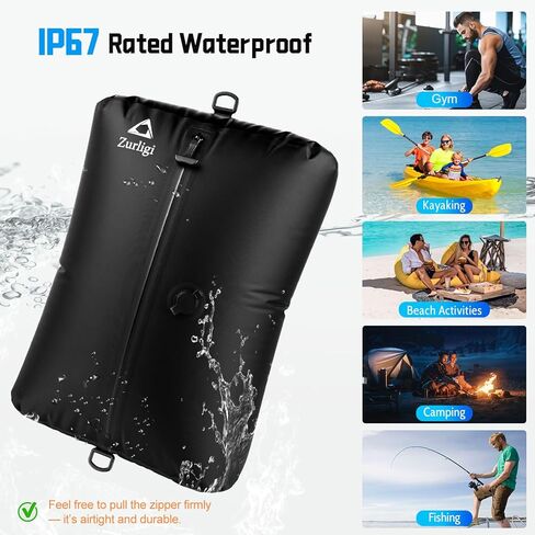 أكياس فراغ Zurligi للسفر مع المضخة ، حقيبة ضغط فراغ مع حزام كتف قابل للتعديل ، مكعبات تعبئة الفراغ القابلة لإعادة الاستخدام IP67 للأمتعة ، حقيبة الظهر ، حقيبة ، اليوغا ، السباحة ، الشاطئ (1 مساءً+أرجواني) in Kuwait