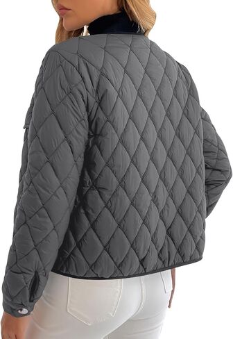 Quilted Jackets for Women Trendy Button Down Puffer Jacket Lightweight Casual Long Sleeve Outerwear Winter Coats 2025 in Saudi Arabia