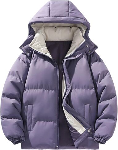Winter Coats for Men with Hood Trendy Quilted Puffer Jacket Thicken Warm Zip Up Jackets Outerwear with Pockets in Saudi Arabia