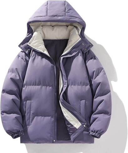 Winter Coats for Men with Hood Trendy Quilted Puffer Jacket Thicken Warm Zip Up Jackets Outerwear with Pockets in Saudi Arabia